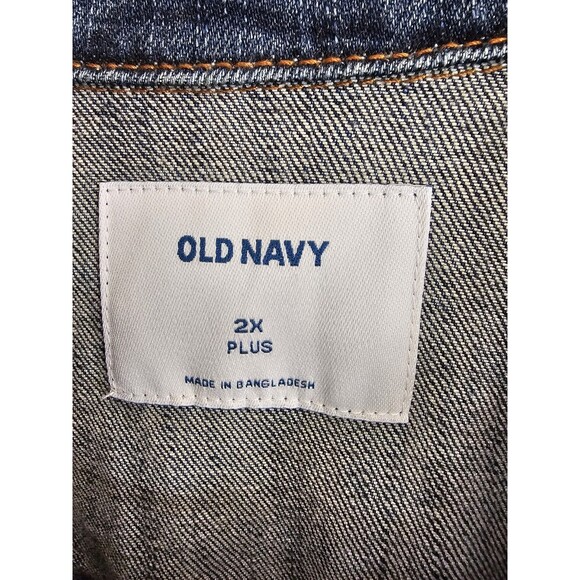 Old Navy Women’s Denim Jacket 2X Plus Blue Jean Trucker Style Button Front - Picture 3 of 9